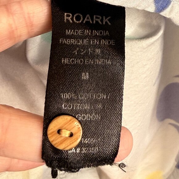 Roark Short Sleeve Button Up Shirt In Abstract Leaf Print, M - Picture 8 of 8